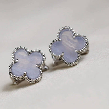 [Rosla Jewelry]CLOVER MEDIUM 1 MOTIFS  WHITE MOP EARRINGS SILVER