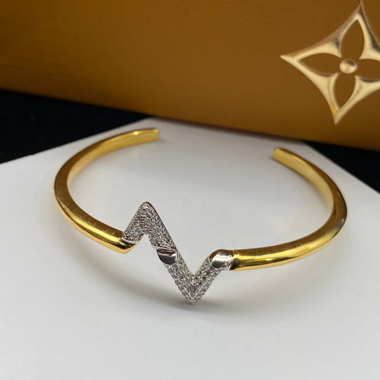 [Rosla Jewelry]VOLTE UPSITE DOWN DIAMOND GOLD OPEN BRACELET