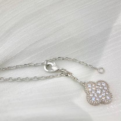 [Rosla Jewelry]CLOVER 5 MOTIFS SILVER DIAMONDS NECKLACE