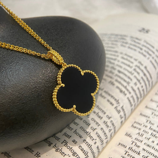 [Rosla Jewelry]CLOVER 25MM NECKLACE GOLD ONYX