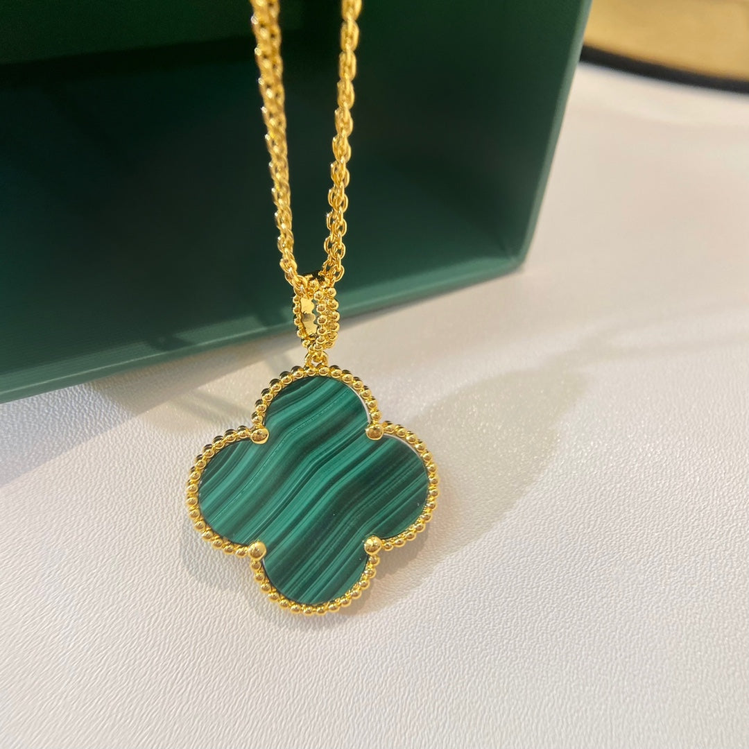 [Rosla Jewelry]CLOVER 25MM MALACHITE GOLD NECKLACE