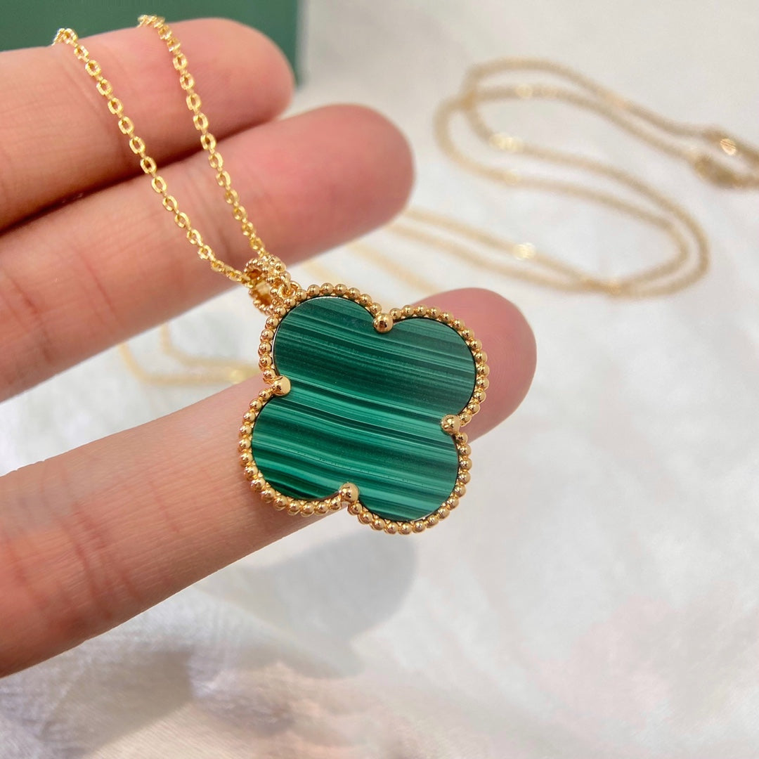 [Rosla Jewelry]CLOVER 25MM MALACHITE GOLD NECKLACE