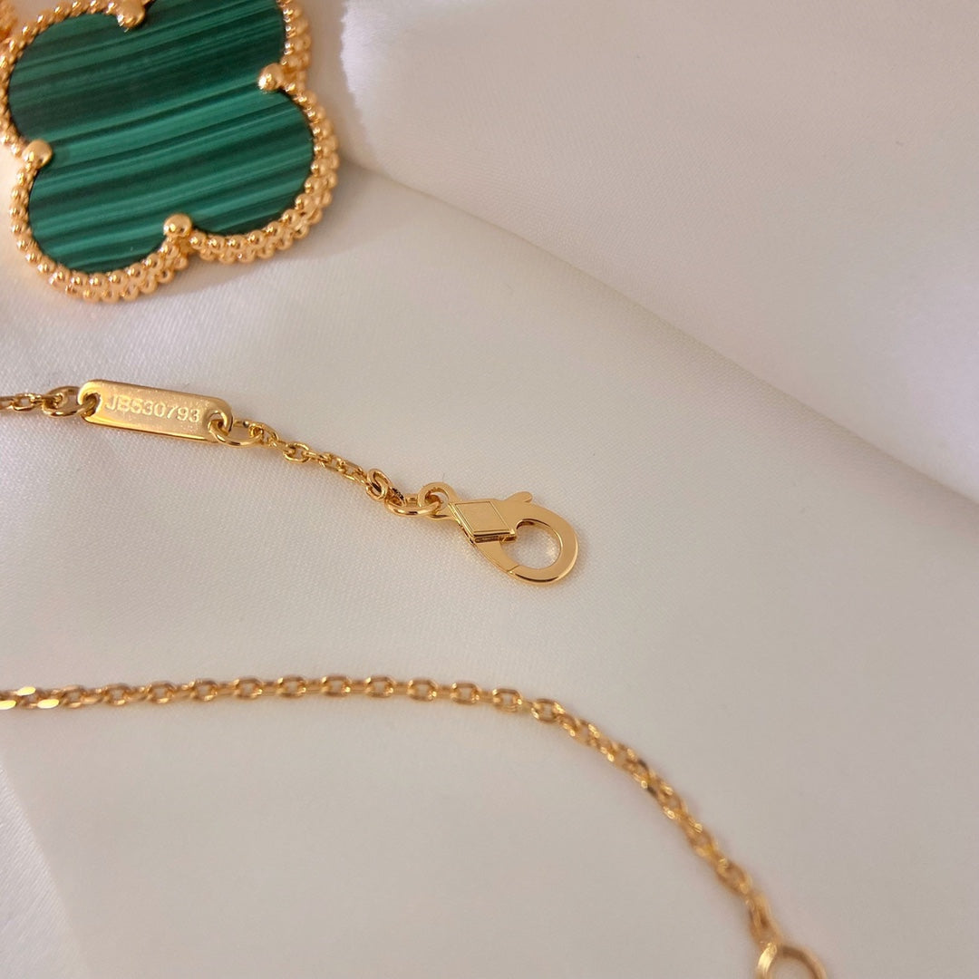 [Rosla Jewelry]CLOVER 25MM MALACHITE GOLD NECKLACE