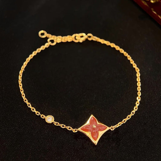 [Rosla Jewelry]COLOR STAR CARNELIAN PINK GOLD DIAMOND BRACELET