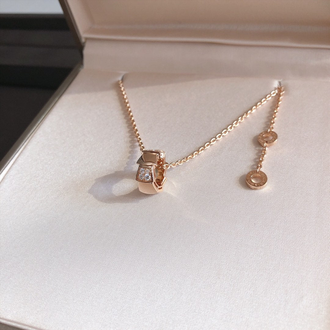 [Rosla Jewelry]SERPENTI PEDANT DIAMOND PINK GOLD NECKLACE