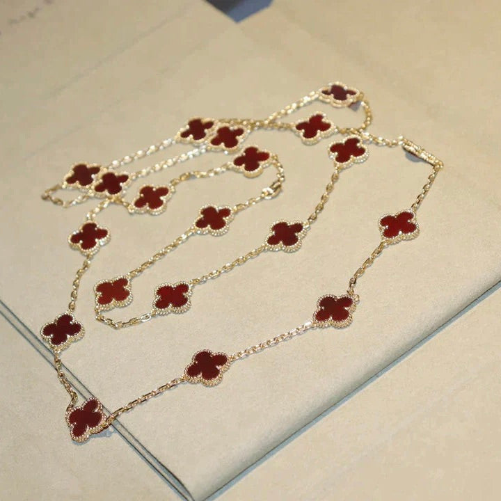 [Rosla Jewelry]CLOVER 20 MOTIFS CARNELIAN NECKLACE