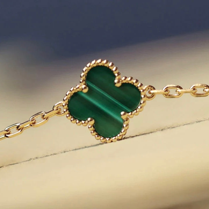 [Rosla Jewelry]CLOVER 20 MOTIFS MALACHITE DIAMOND NECKLACE