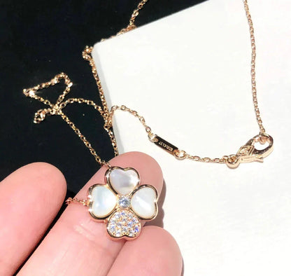 [Rosla Jewelry]CLOVER MOP DIAMOND ROSE GOLD NECKLACE