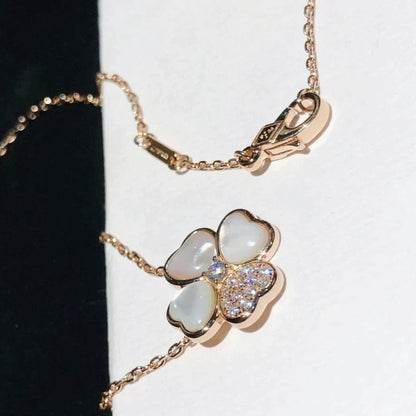 [Rosla Jewelry]CLOVER MOP DIAMOND ROSE GOLD NECKLACE