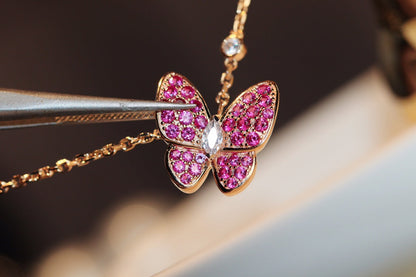 [Rosla Jewelry]BUTTERFLY RED DIAMOND ROSE GOLD NECKLACE