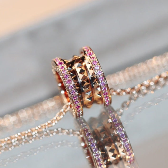 [Rosla Jewelry]ZERO 1 ROCK PINK GOLD PINK DIAMOND NECKLACE