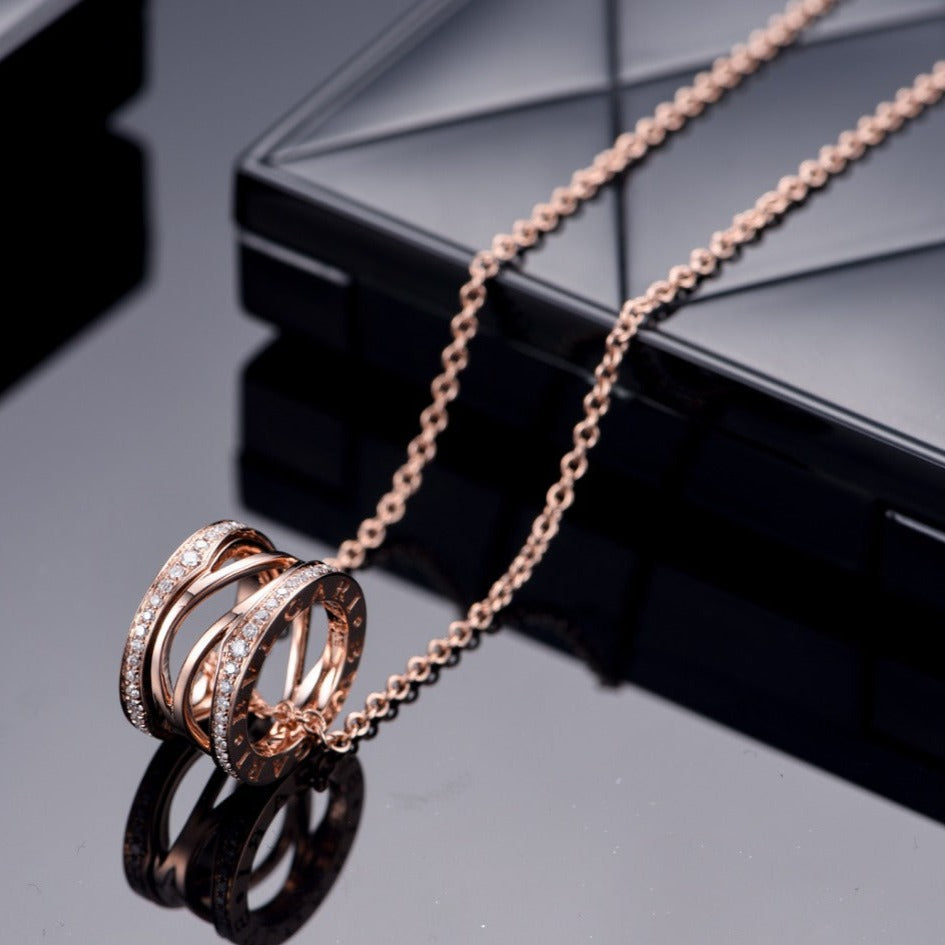 [Rosla Jewelry]ZERO 1 PINK GOLD DIAMOND OPEN NECKLACE