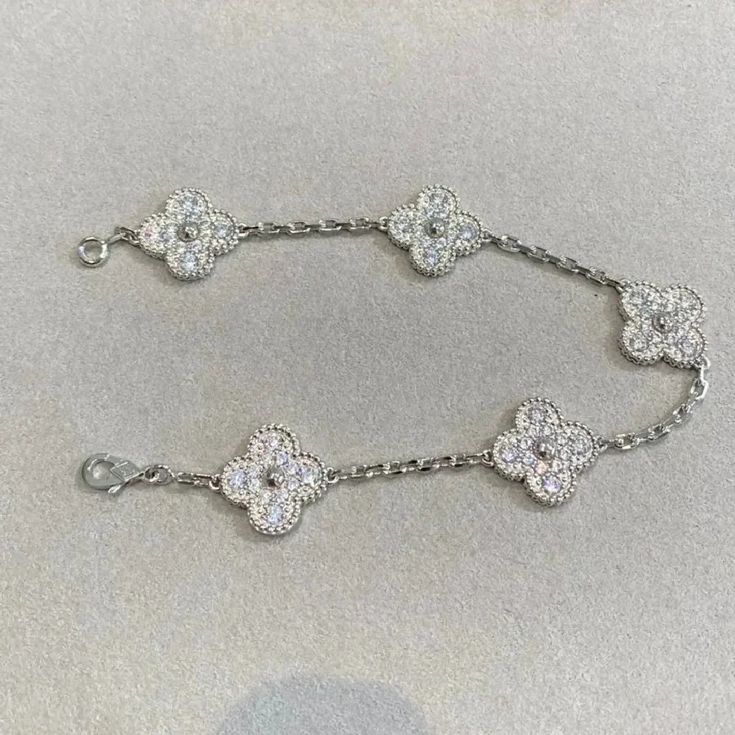 [Rosla Jewelry]CLOVER 5 MOTIFS  DIAMOND BRACELET SILVER