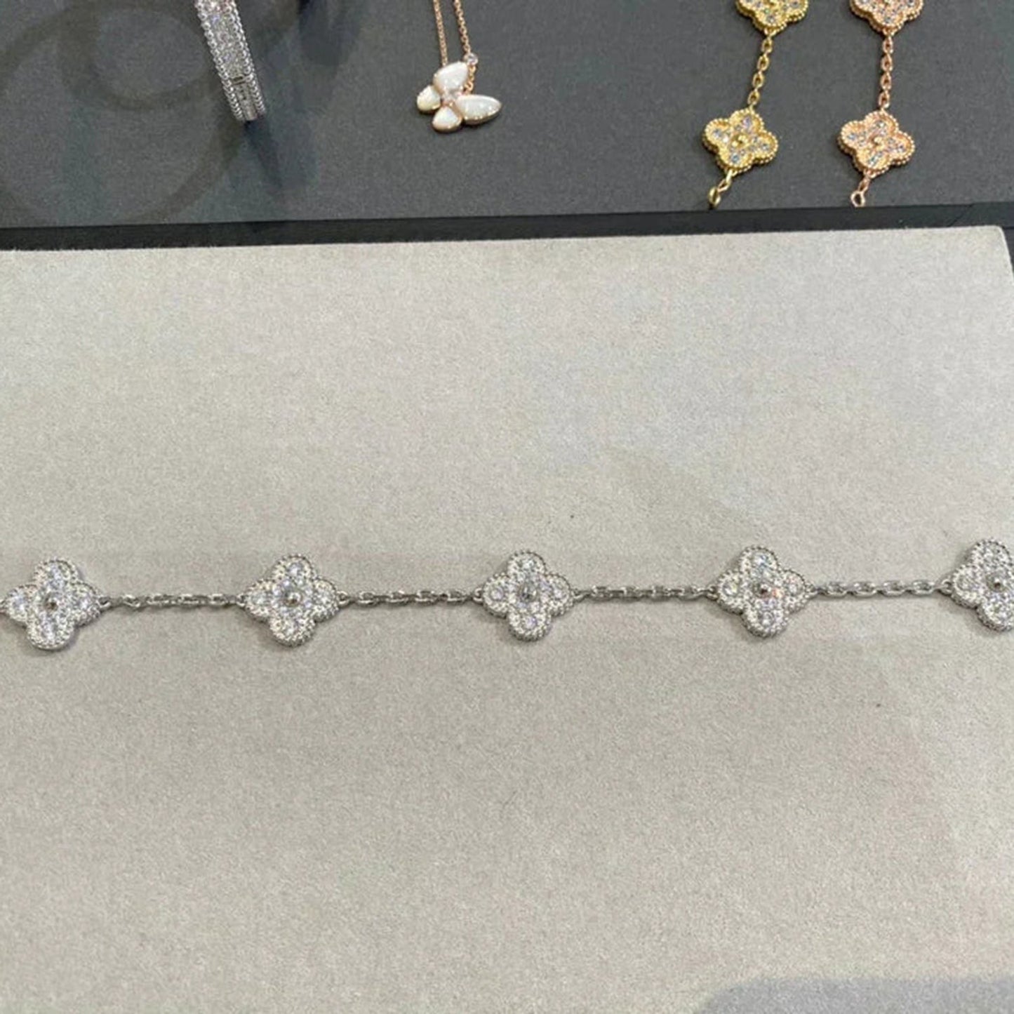 [Rosla Jewelry]CLOVER 5 MOTIFS  DIAMOND BRACELET SILVER