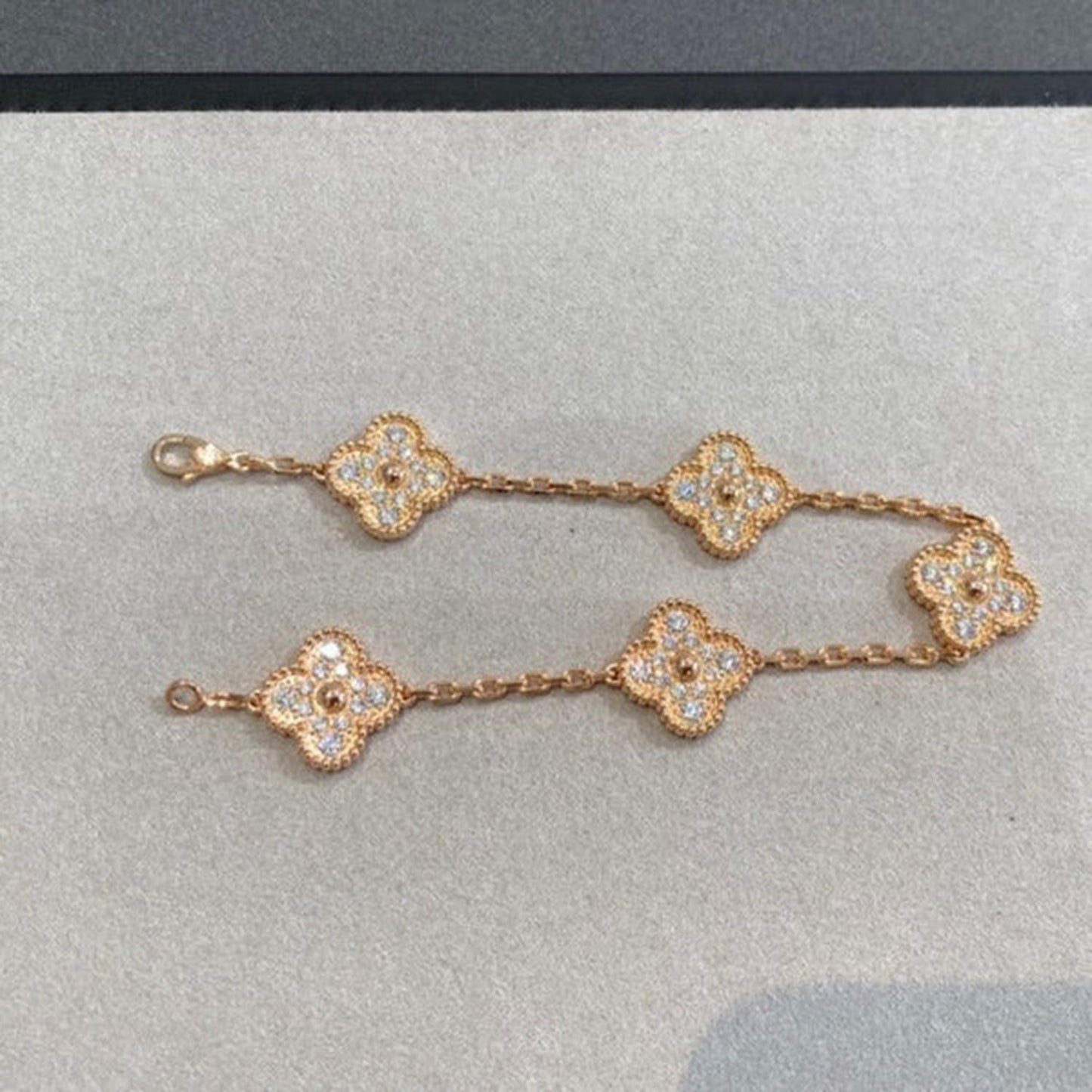 [Rosla Jewelry]CLOVER 5 MOTIFS  FULL DIAMOND BRACELET