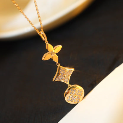 [Rosla Jewelry]STAR AND SUN DIAMOND PINK GOLD NECKLACE