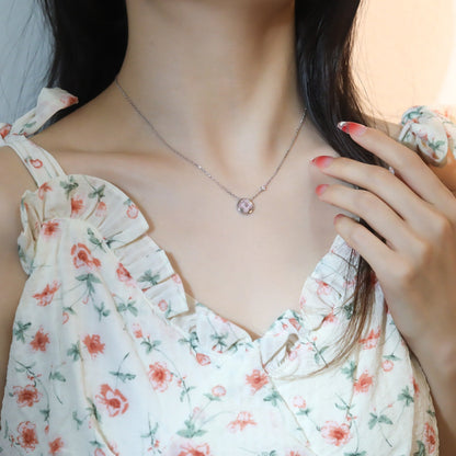 [Rosla Jewelry]SUN PEDANT PINK GOLD 1 DIAMOND NECKLACE