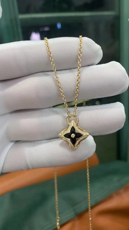 [Rosla Jewelry]STAR PEDANT PINK GOLD DIAMOND NECKLACE