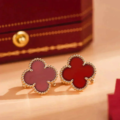 [Rosla Jewelry]CLOVER MEDIUM 1 MOTIFS CARNELIAN  EARRINGS