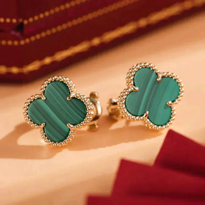 [Rosla Jewelry]CLOVER MEDIUM 1 MOTIFS MALACHITE  EARRINGS