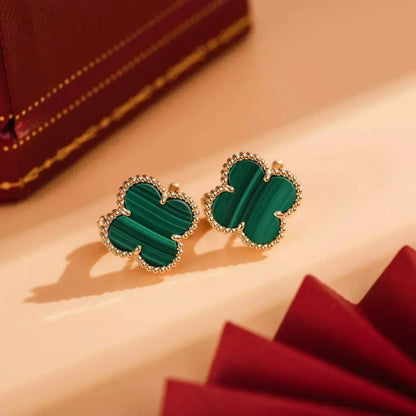 [Rosla Jewelry]CLOVER MEDIUM 1 MOTIFS MALACHITE  EARRINGS