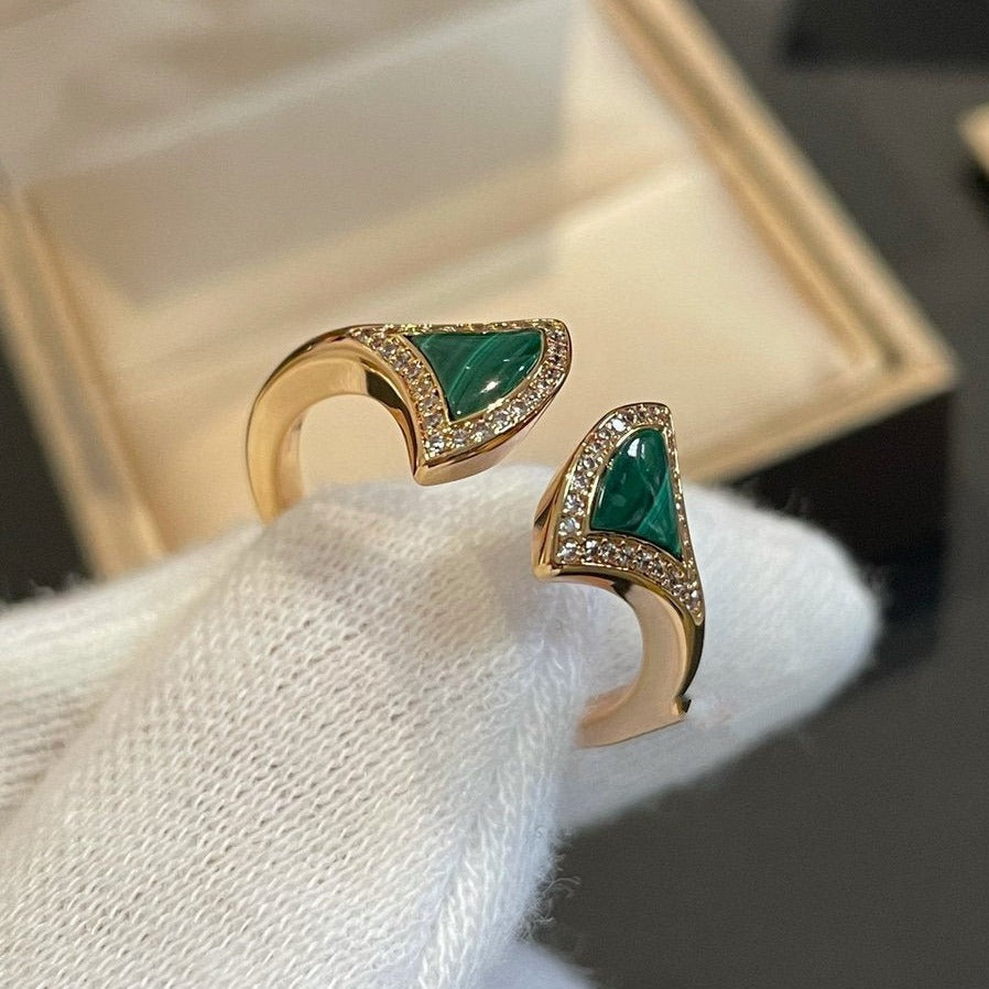 [Rosla Jewelry]DREAM MALACHITE DIAMOND OPEN RING