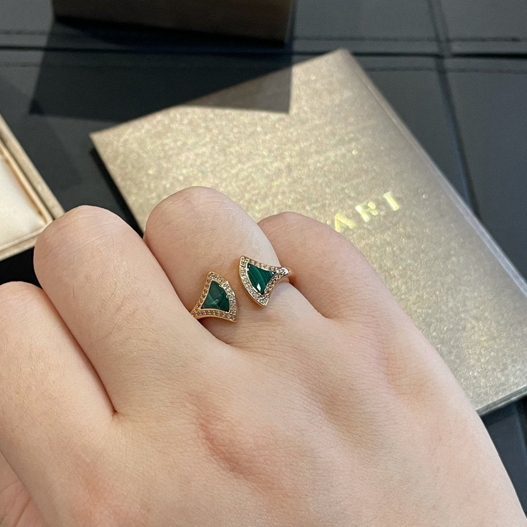 [Rosla Jewelry]DREAM MALACHITE DIAMOND OPEN RING