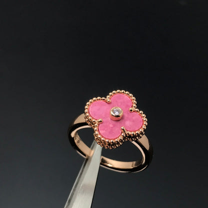 [Rosla Jewelry]CLOVER RHODONITE ROSE GOLD RING