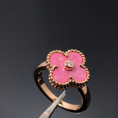 [Rosla Jewelry]CLOVER RHODONITE ROSE GOLD RING