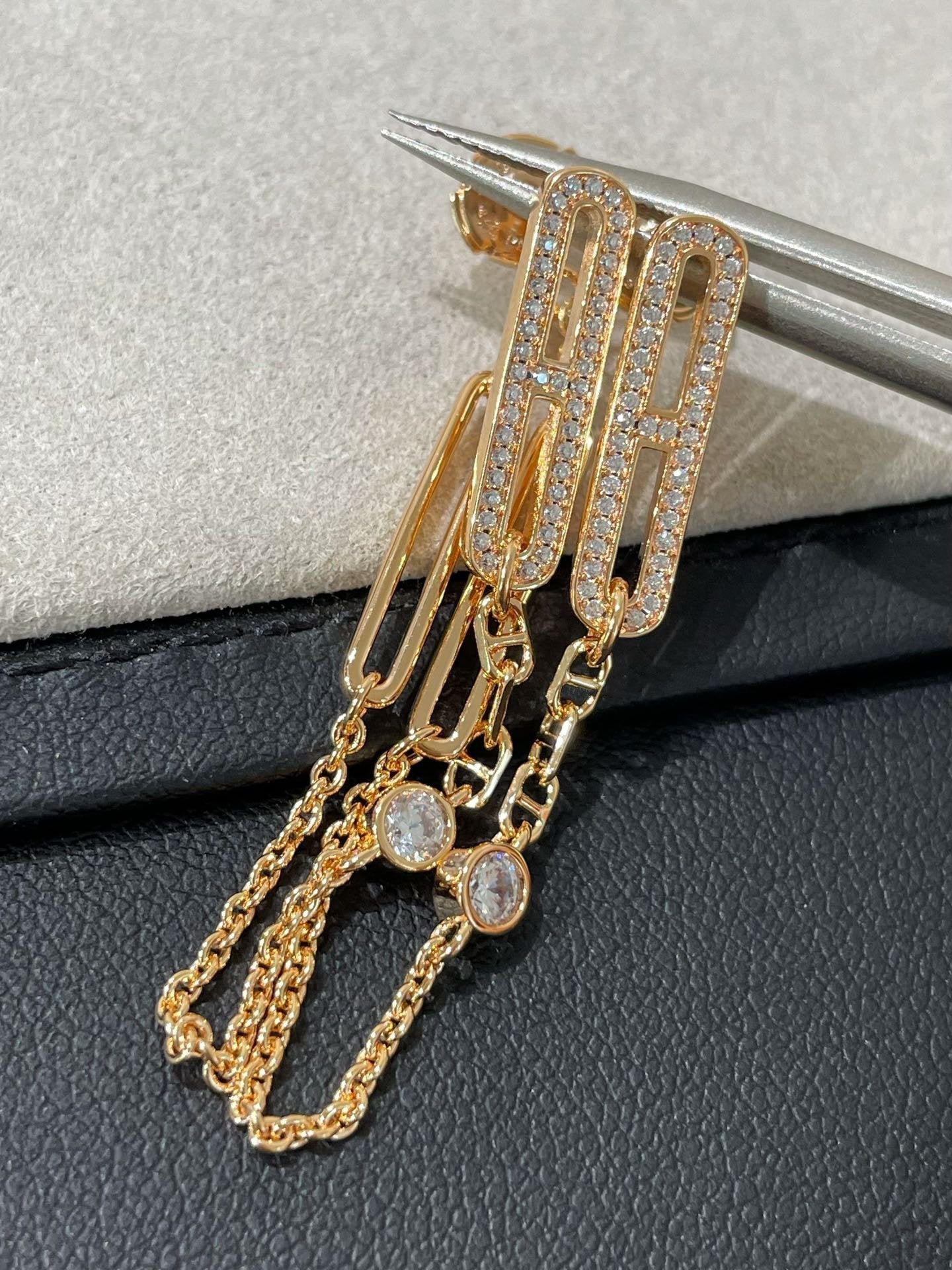 [Rosla Jewelry]CHAINE CHAOS DIAMOND DROP EARRINGS