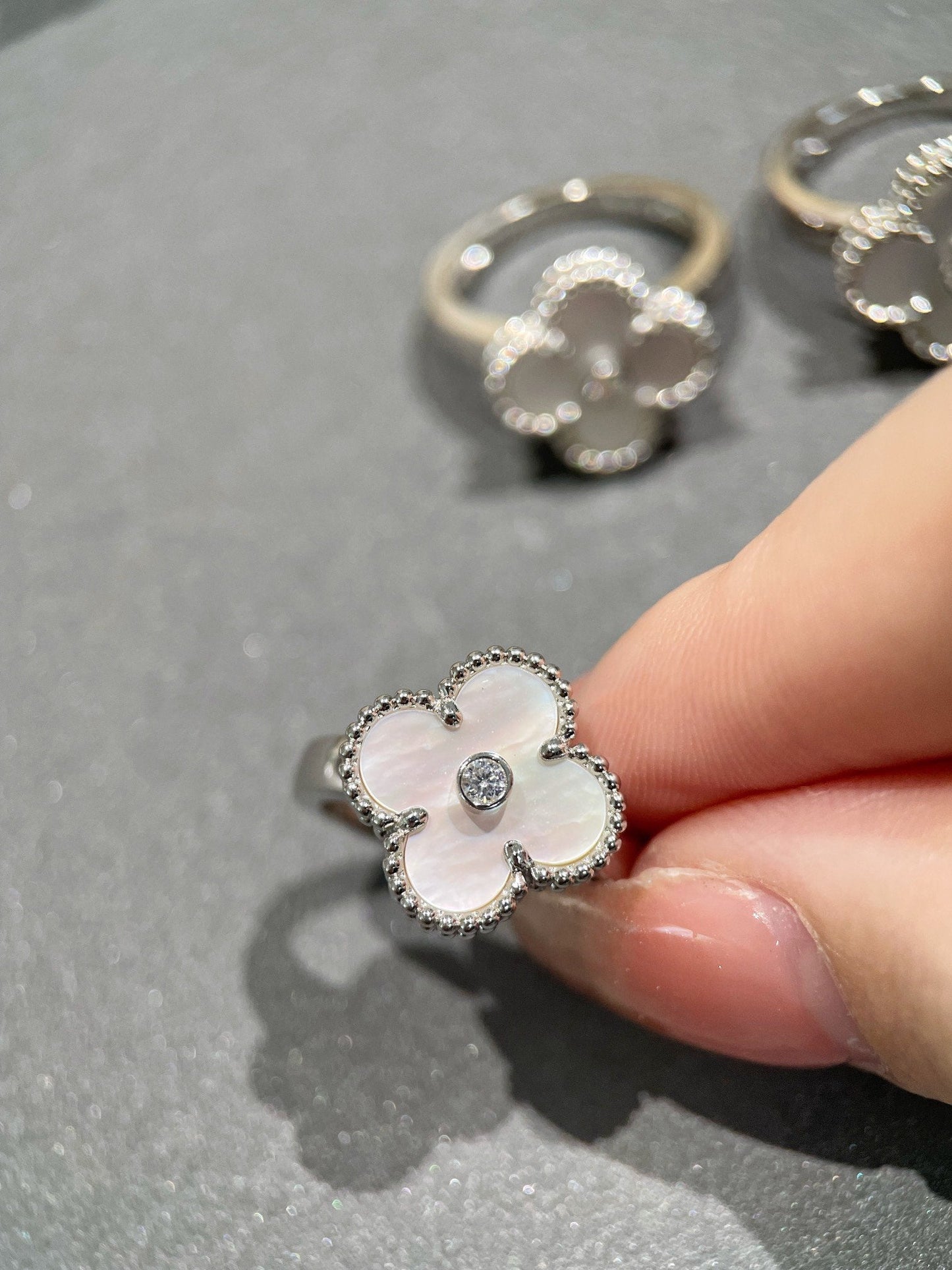 [Rosla Jewelry]CLOVER SILVER MOP DIAMOND RING