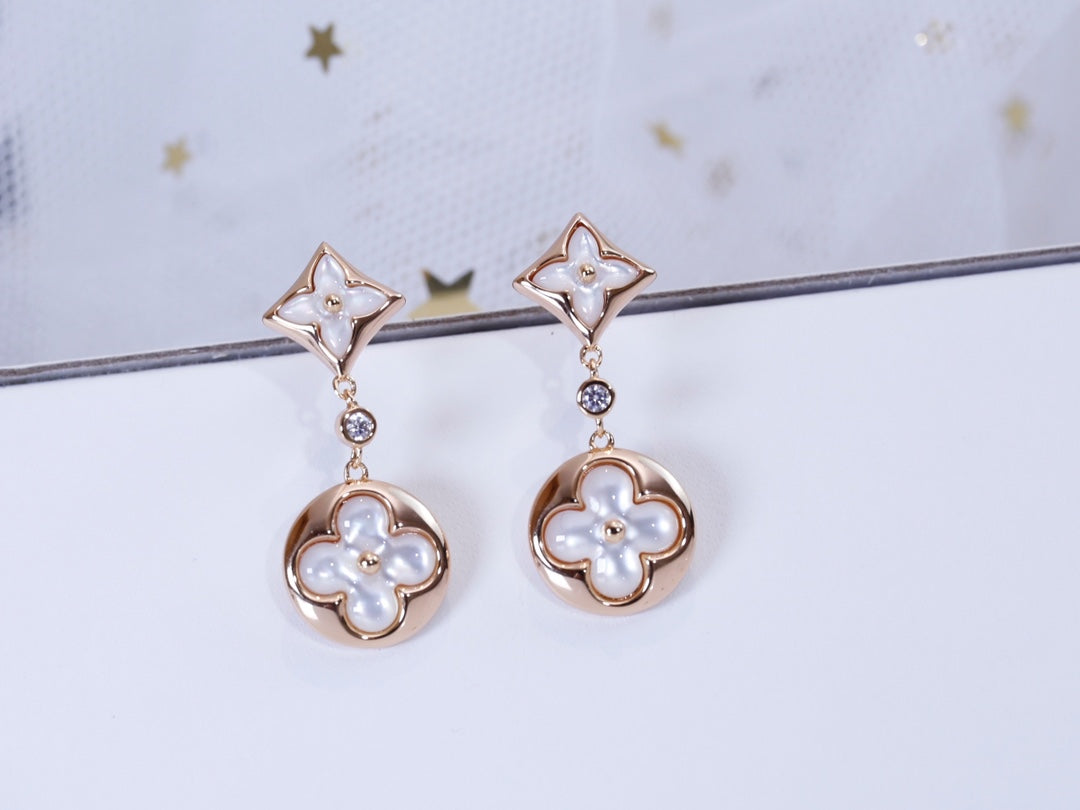 [Rosla Jewelry]STAR AND SUN PINK GOLD MOP DROP EARRINGS