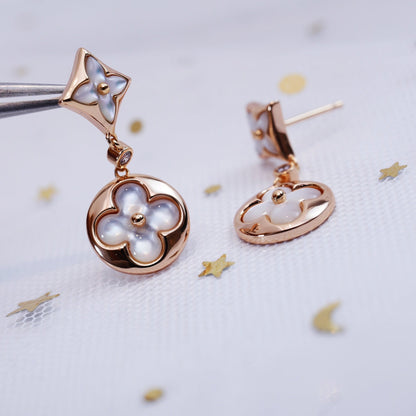 [Rosla Jewelry]STAR AND SUN PINK GOLD MOP DROP EARRINGS