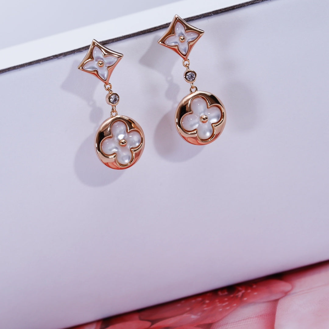 [Rosla Jewelry]STAR AND SUN PINK GOLD MOP DROP EARRINGS