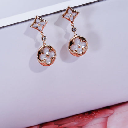 [Rosla Jewelry]STAR AND SUN PINK GOLD MOP DROP EARRINGS