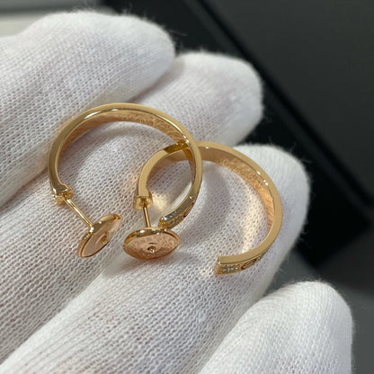 [Rosla Jewelry]LOVE DIAMOND PINK GOLD HOOP EARRINGS