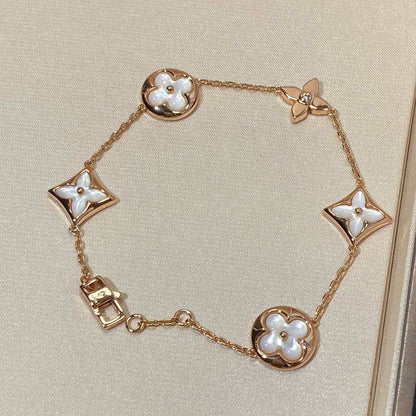 [Rosla Jewelry]STAR AND SUN 5 MOTIF MOP PINK GOLD BRACELET