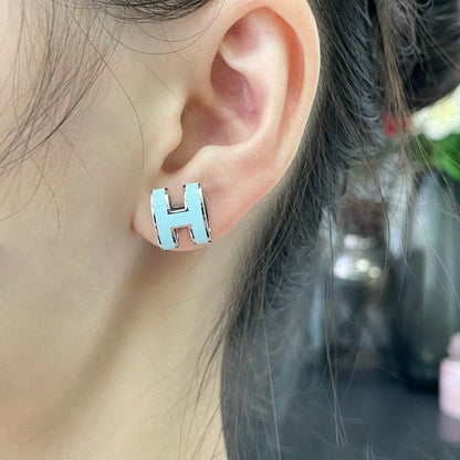 [Rosla Jewelry]POP H SKY BLUE STUD EARRINGS