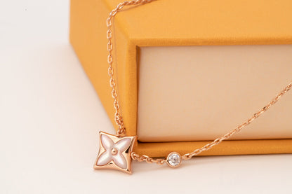 [Rosla Jewelry]STAR PINK MOP 1 DIAMOND PINK GOLD NECKLACE