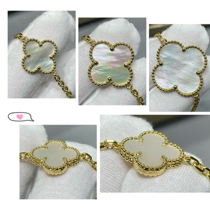 [Rosla Jewelry]CLOVER 16 MOTIF WHITE MOP GOLD NECKLACE