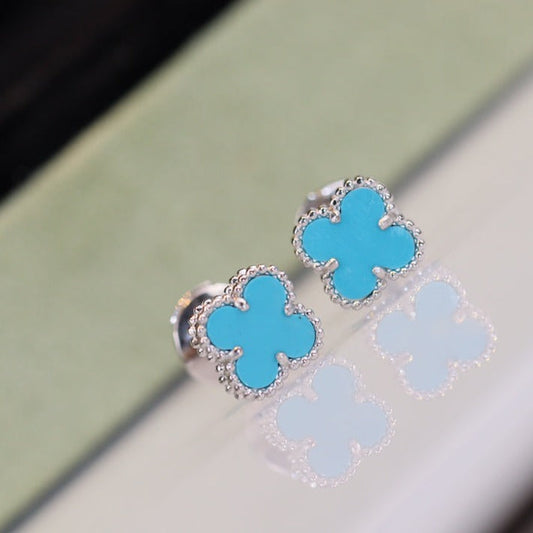 [Rosla Jewelry]CLOVER MINI TURQUOISE SILVER STUD EARRINGS