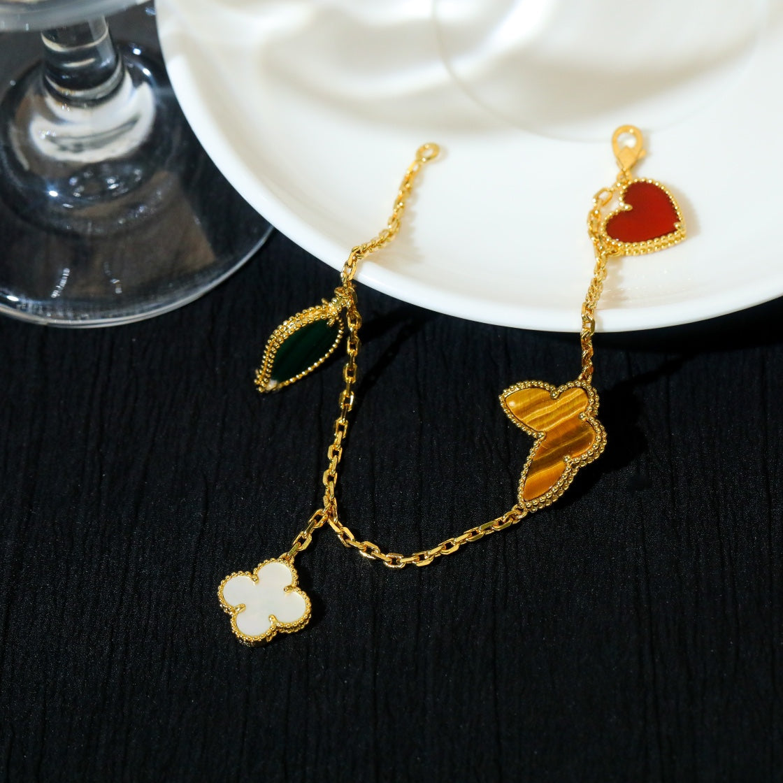 [Rosla Jewelry]LUCKY SPRING 5 MOTIF GOLD BRACELET