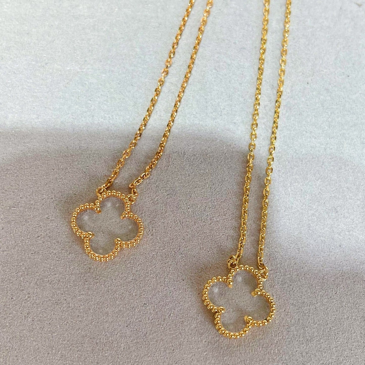 [Rosla Jewelry]CLOVER ROCK CRYSTAL ROSE GOLD NECKLACE