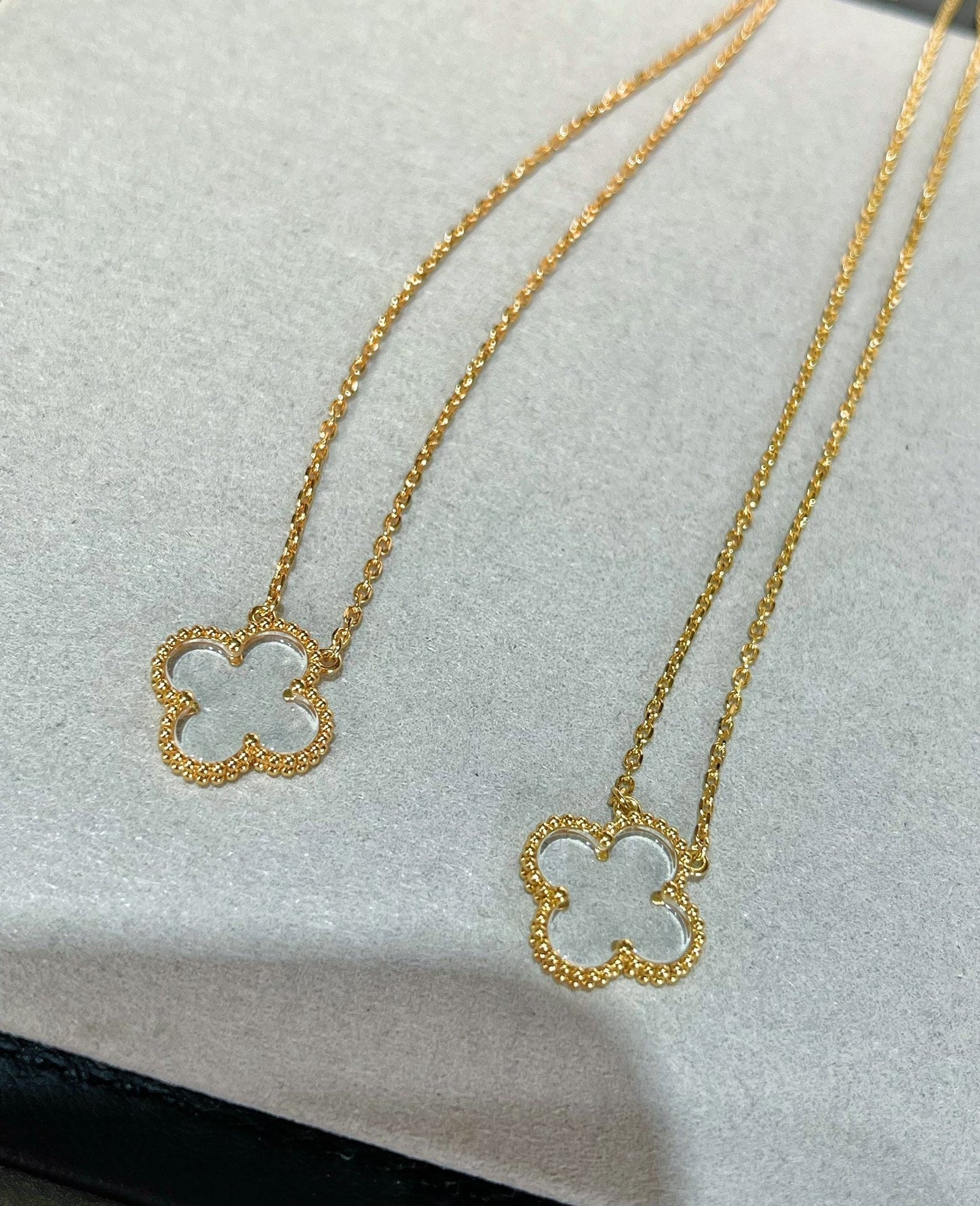 [Rosla Jewelry]CLOVER ROCK CRYSTAL ROSE GOLD NECKLACE