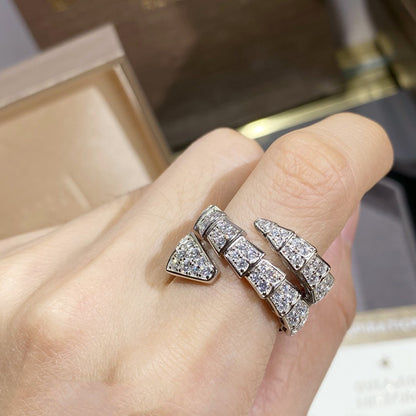 [Rosla Jewelry]SERPENTI DOUBLE RING SILVER DIAMOND PAVED