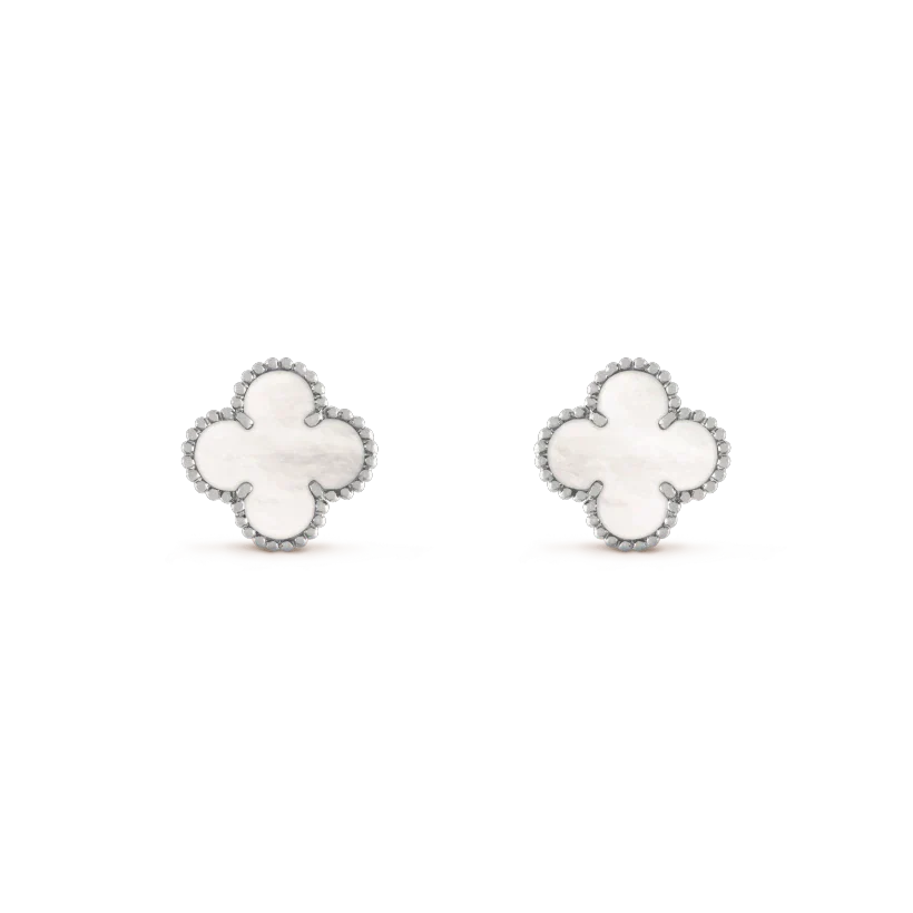 [Rosla Jewelry]CLOVER MEDIUM 1 MOTIFS  WHITE MOP EARRINGS SILVER