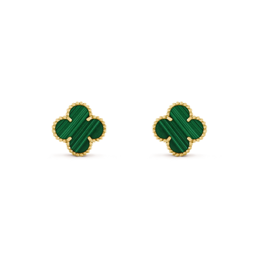 [Rosla Jewelry]CLOVER MEDIUM 1 MOTIFS MALACHITE  EARRINGS