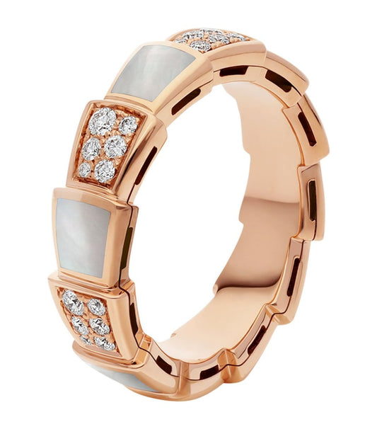 [Rosla Jewelry]SERPENTI RING PINK GOLD MOP DIAMOND PAVED 4MM