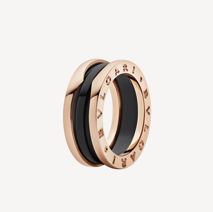 [Rosla Jewelry]ZERO 1 TWO-BAND LOOPS AND BLACK CERAMIC PINK GOLD RING