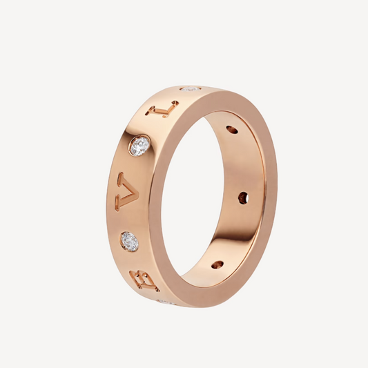 [Rosla Jewelry]ZERO 1 ESSENTIAL PINK GOLD BAND WITH DIAMONDS RING